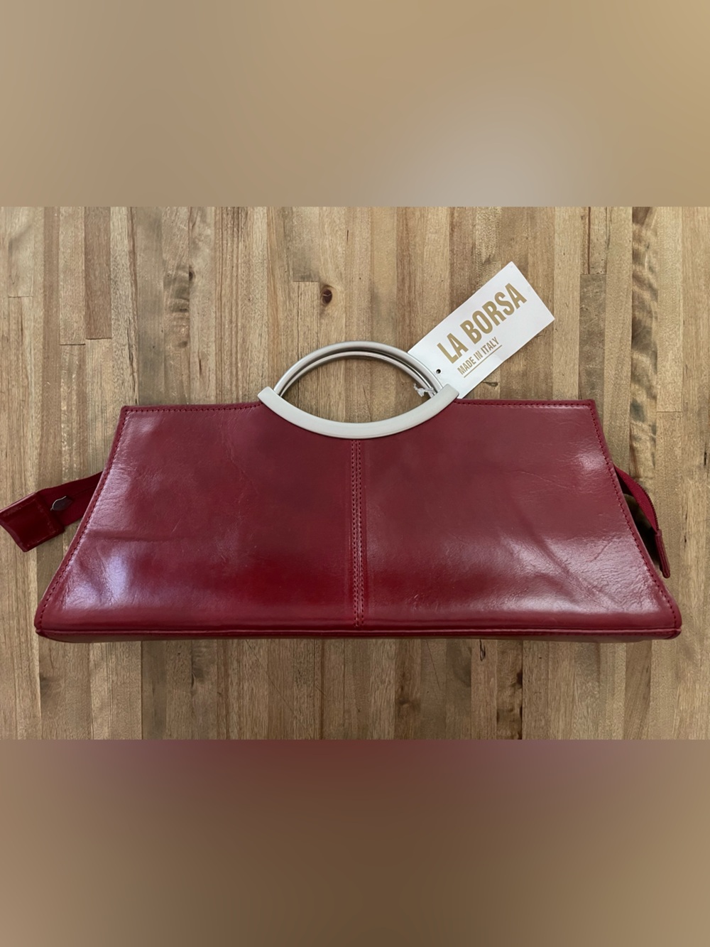Borse in Pelle Red Leather Top-Handle Bag